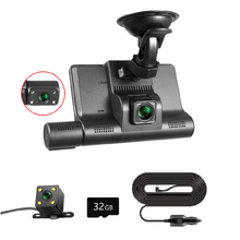Load image into Gallery viewer, 3 Lens Touch Screen Car Video Recorder 4 In Dash Cam Blcak Box IPS 1080P HD Car Mirror Recorder DVR Dash Camera Cars Camcorder
