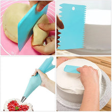 Load image into Gallery viewer, 3Pcs/set Cake Cream Scraper Plastic Straight Arc Tooth Shape Cream Bread Baking Dough Pastry Cutter Fondant Spatulas Tools
