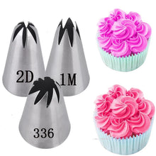 Load image into Gallery viewer, 3pcs/set Rose Pastry Nozzles Cake Decorating Tools Flower Icing Piping Nozzle Cream Cupcake Tips Baking Accessories
