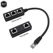 Load image into Gallery viewer, 3 in 1 RJ45 Splitter LAN Ethernet Network RJ45 Connector Extender Adapter Cable for Networking Extension 1 Male to 2/3 Female
