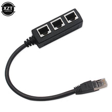 Load image into Gallery viewer, 3 in 1 RJ45 Splitter LAN Ethernet Network RJ45 Connector Extender Adapter Cable for Networking Extension 1 Male to 2/3 Female

