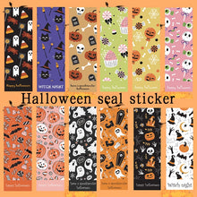 Load image into Gallery viewer, 30-90pcs 9*3CM Happy Halloween Stickers Pumpkin Witch Skull Sealing Labels Scrapbooking for Holiday Gift Package Decor Sticker
