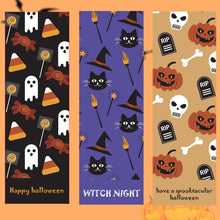 Load image into Gallery viewer, 30-90pcs 9*3CM Happy Halloween Stickers Pumpkin Witch Skull Sealing Labels Scrapbooking for Holiday Gift Package Decor Sticker
