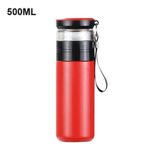 Load image into Gallery viewer, 300/500ml Creative Insulated Cup with Filter Tea Maker Stainless Steel Thermos Bottle with Glass Infuser Separates Tea and Water
