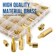 Load image into Gallery viewer, 300pcs/set M3 Male Female Hex Brass Spacer Assortment Kit hexagon gold pcb standoff Pillar motherboard standoff Screws
