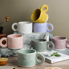 Load image into Gallery viewer, 300ml Ceramic Mug Ring Handl Coffee Milk Modern Print Porcelain Mug Handmade Ceramic Hot Chocolate Cup Couple Handgrip Cups
