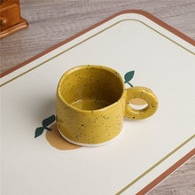 Load image into Gallery viewer, 300ml Ceramic Mug Ring Handl Coffee Milk Modern Print Porcelain Mug Handmade Ceramic Hot Chocolate Cup Couple Handgrip Cups
