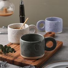 Load image into Gallery viewer, 300ml Ceramic Mug Ring Handl Coffee Milk Modern Print Porcelain Mug Handmade Ceramic Hot Chocolate Cup Couple Handgrip Cups
