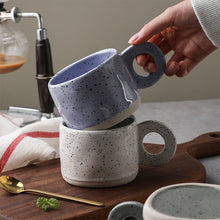 Load image into Gallery viewer, 300ml Ceramic Mug Ring Handl Coffee Milk Modern Print Porcelain Mug Handmade Ceramic Hot Chocolate Cup Couple Handgrip Cups
