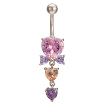 Load image into Gallery viewer, Lady Exquisite Rhinestone Heart Shaped Dangle Belly Button Ring Body Piercing
