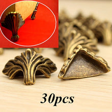 Load image into Gallery viewer, 30PCs Box Corner Foot Protector Desk Box Edge Antique Bronze Pattern Carved 19mm x 11mm
