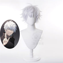 Load image into Gallery viewer, 30cm Anime Jujutsu Kaisen Gojo Satoru Release State Wig Cosplay Wigs Playing Powder Short Silver White Hair Halloween 1:1 Wigs

