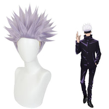 Load image into Gallery viewer, 30cm Anime Jujutsu Kaisen Gojo Satoru Release State Wig Cosplay Wigs Playing Powder Short Silver White Hair Halloween 1:1 Wigs
