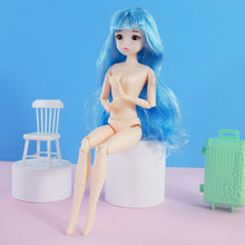 Load image into Gallery viewer, 30cm Blue Eyes 1/6 BJD Dolls Ball Joint Doll with 3D Eyes Purple/ Gray Hair Female Naked Body Dolls Toy for Girls Fashion Doll
