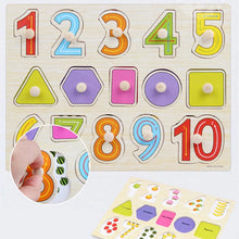 Load image into Gallery viewer, Kid Early educational toys baby hand grasp wooden puzzle toy alphabet and digit learning education child wood jigsaw toy 30cm
