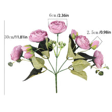 Load image into Gallery viewer, 30cm Rose Pink Silk Bouquet Peony Artificial Flowers 5 Big Heads 4 Small Bud Bride Wedding Home Decoration Fake Flowers Faux

