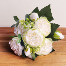 Load image into Gallery viewer, 30cm Rose Pink Silk Bouquet Peony Artificial Flowers 5 Big Heads 4 Small Bud Bride Wedding Home Decoration Fake Flowers Faux
