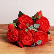 Load image into Gallery viewer, 30cm Rose Pink Silk Bouquet Peony Artificial Flowers 5 Big Heads 4 Small Bud Bride Wedding Home Decoration Fake Flowers Faux
