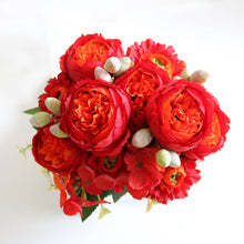 Load image into Gallery viewer, 30cm Rose Pink Silk Peony Artificial Flowers Bouquet Fake Flowers for Home Wedding Decoration indoor
