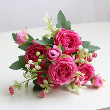 Load image into Gallery viewer, 30cm Rose Pink Silk Peony Artificial Flowers Bouquet Fake Flowers for Home Wedding Decoration indoor
