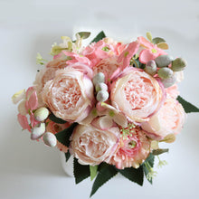 Load image into Gallery viewer, 30cm Rose Pink Silk Peony Artificial Flowers Bouquet Fake Flowers for Home Wedding Decoration indoor
