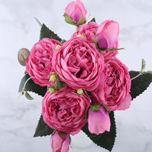 Load image into Gallery viewer, 30cm Rose Pink Silk Peony Artificial Flowers for Home Wedding Decoration indoor
