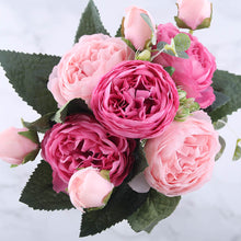 Load image into Gallery viewer, 30cm Rose Pink Silk Peony Artificial Flowers for Home Wedding Decoration indoor

