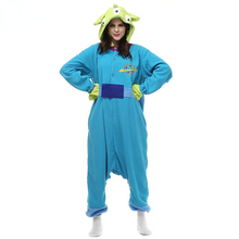 Load image into Gallery viewer, Animal Adult Mike Alien 3 eyes Monster Onesie Kigurumi Pajama Cartoon Little Green Man Family Party Costume Sleepwear
