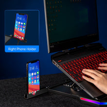 Load image into Gallery viewer, RGB Lamp Desktop Laptop Stand 10KG Load-bearing Expand Table Stand Cooler Notebook Bracket Radiator with Phone Holder

