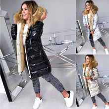 Load image into Gallery viewer, Women Winter Coat Autumn Cotton-Padded Jacket Hoodie Popular Solid Color Slim Fit Long Sleeve Warm Coat
