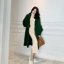Load image into Gallery viewer, Women Solid Faux Fur Coat Lady Thick Outwear Winter Warm Long Coat Female Elegant Green Overcoat
