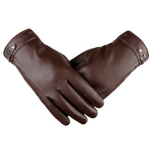 Load image into Gallery viewer, Men's Autumn and Winter Leather PU Touch Screen Gloves Men's Warm Cycling Outdoor Sports Thickened Cotton Gloves
