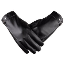 Load image into Gallery viewer, Men's Autumn and Winter Leather PU Touch Screen Gloves Men's Warm Cycling Outdoor Sports Thickened Cotton Gloves
