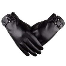 Load image into Gallery viewer, Men's Autumn and Winter Leather PU Touch Screen Gloves Men's Warm Cycling Outdoor Sports Thickened Cotton Gloves
