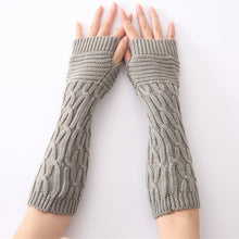 Load image into Gallery viewer, Knitted Half Finger Fingerless Gloves Knitting Wool Gloves Folds Warm Men and Women Arm Sleeve
