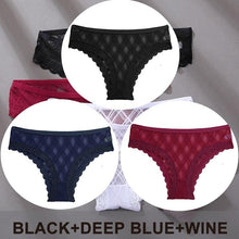 Load image into Gallery viewer, 3Pcs/Set Women's Panties Sexy Lace Lingerie Temptation Underwear Briefs Pespective Woman Thongs Mesh Underpants Female Erotic Underwear

