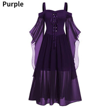 Load image into Gallery viewer, Halloween Dress Masquerade Gothic Victorian Maxi Dress Vintage Lace-up Dress Stylish Cosplay Ball Gown Halloween Costume Medieval Butterfly Sleeve
