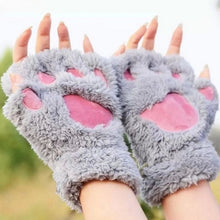 Load image into Gallery viewer, Cute Cartoon Cat's Paw Gloves Unisex Thickened Half Finger Gloves Student Bear Paw Glove
