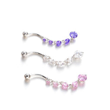 Load image into Gallery viewer, Women Steel Stainless Rhinestone Pendant Belly Navel Button Ring Body Piercing
