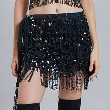 Load image into Gallery viewer, Halloween Belly Dance Costume Indian Dance Waist Scarf Sequins Tassel Hip Scarf Stage DS Performance Belly Dance Waist Chain
