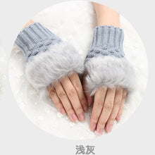 Load image into Gallery viewer, Gloves Women's Half Finger Gloves Plush Thickened Knitting Gloves Fingerless Touch Screen Gloves
