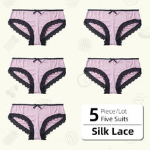 Load image into Gallery viewer, Women's Ice Silk Sexy Lace Panties  Female Underwear Design Sense Low Waist Large Size Briefs Cotton Crotch
