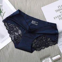 Load image into Gallery viewer, Women Sexy Lace Side Underwear Seamless Breathable Hollow Briefs Solid Color Woman Nylon Low Rise Lingerie Sexy UnderwearPanties
