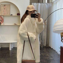 Load image into Gallery viewer, Faux Fur Coat Women Casual Korean Hoodies Furry Thick Bat Sleeved Warm Long Faux Rabbit Fur Jacket Loose Winter Coat Outwears
