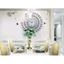 Load image into Gallery viewer, Gold Diamond Peacock   Metal Watch for Home Living Room Decoration   Clocks Crafts Ornaments Gift
