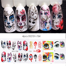 Load image into Gallery viewer, 3D Halloween Nail Design Anime Joker Spider Snake Sliders Nail Stickers Adhesive Decals Girls Children Party Manicure GLF794
