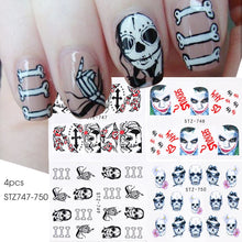 Load image into Gallery viewer, 3D Halloween Nail Design Anime Joker Spider Snake Sliders Nail Stickers Adhesive Decals Girls Children Party Manicure GLF794
