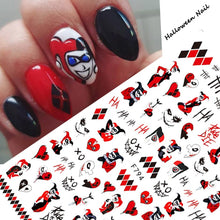 Load image into Gallery viewer, 3D Halloween Nail Design Anime Joker Spider Snake Sliders Nail Stickers Adhesive Decals Girls Children Party Manicure GLF794

