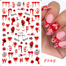 Load image into Gallery viewer, 3D Halloween Nail Design Anime Joker Spider Snake Sliders Nail Stickers Adhesive Decals Girls Children Party Manicure GLF794
