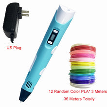 Load image into Gallery viewer, 3D Printing Pen 3D Pen OLED Display With 12 Color PLA/ABS Filaments 3D Drawing Printer For Kids/Adults Creative Design Drawing
